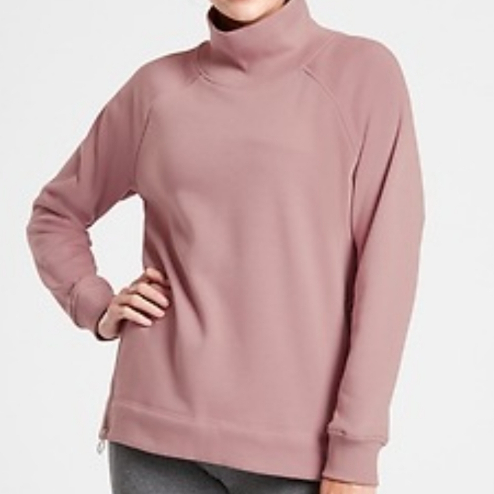 Athleta Cozy Karma Side Zip Funnel Neck Sweatshirt
